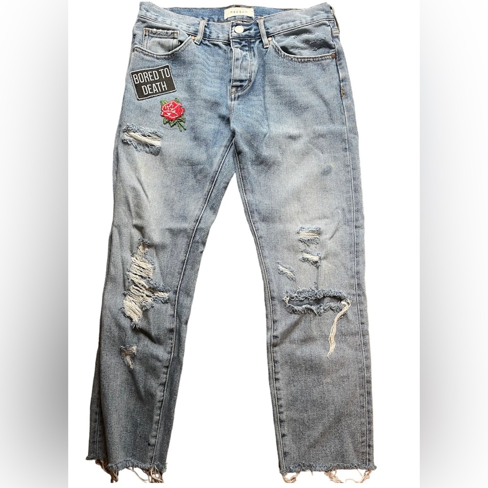 PacSun girlfriend jeans- I added the patches!